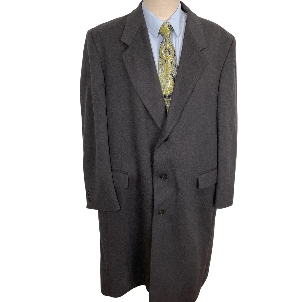Career Collection Overcoat Mens 48L Charcoal Gray Wool Topcoat Long Length